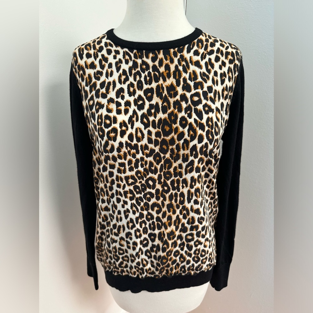 COPY - Equipment Femme Sz M Roland Sweater Silk Animal Leopard Print 100% Wool …